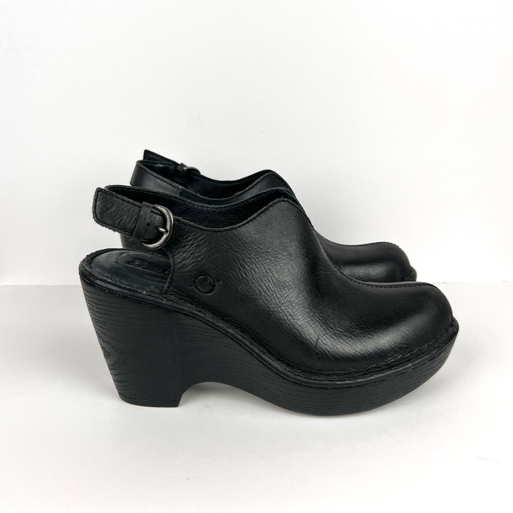 BOC Black Leather Aime Slingback Clog Mule size 6